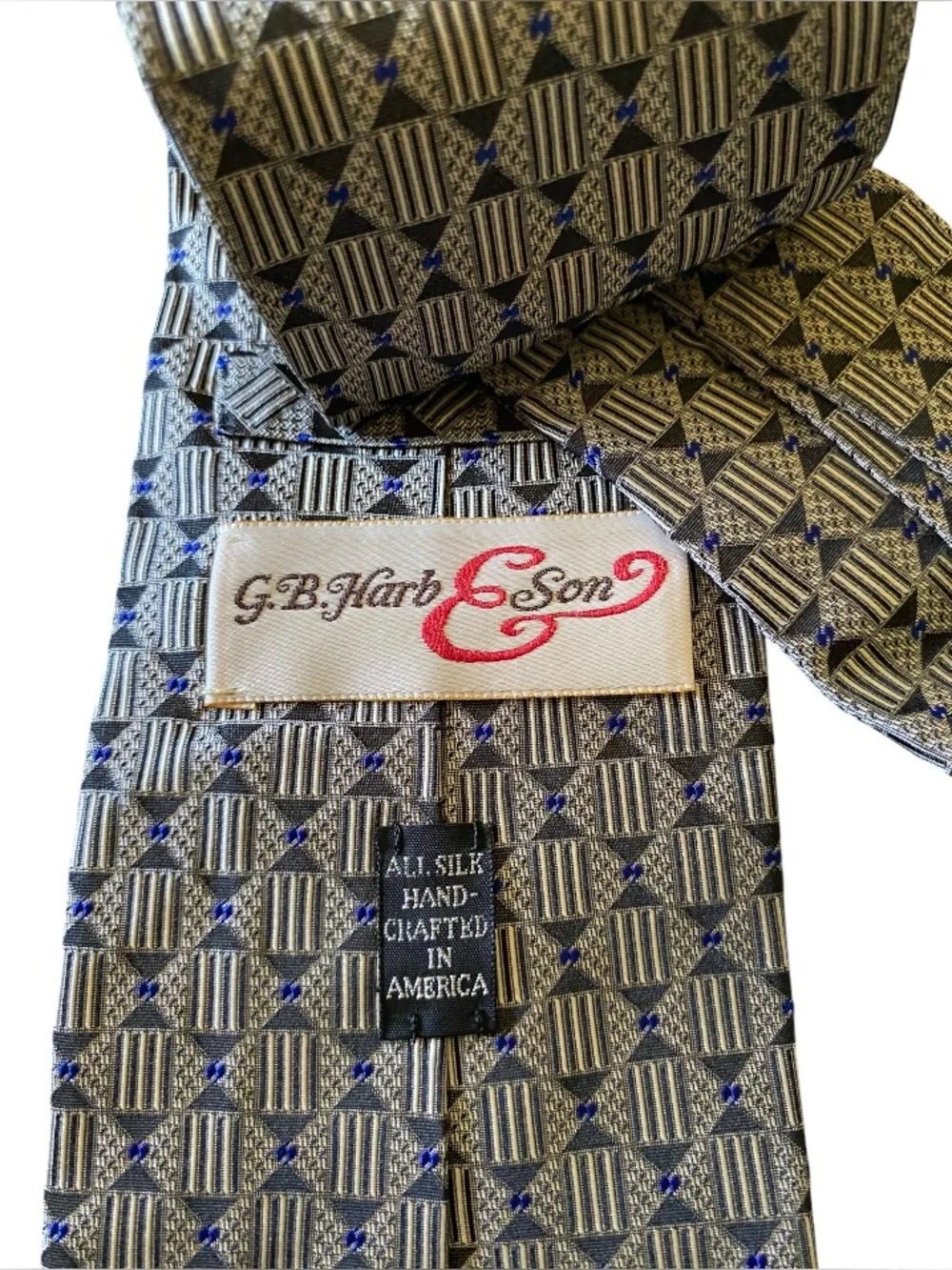 G.B. HARB & SON By J.Z.Richards All Silk HandMade USA Made Fine Clothier Necktie